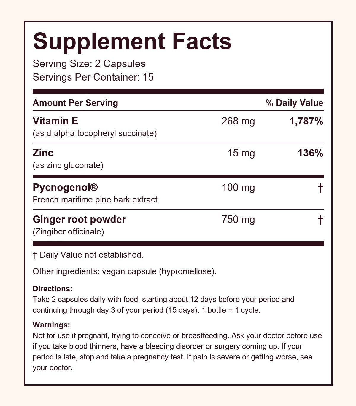 Cramp Relief Supplement Facts